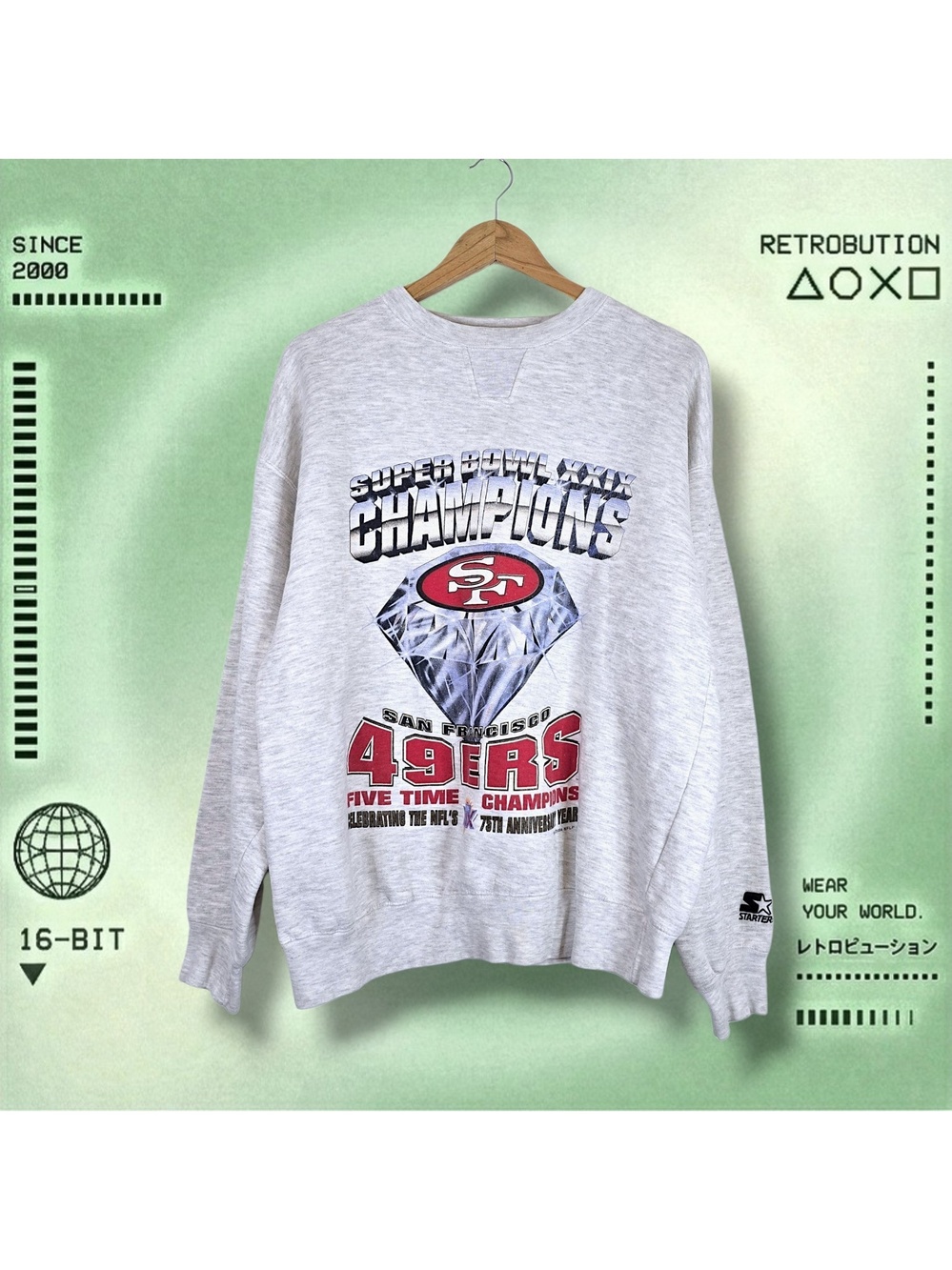 Vintage 1994 San Francisco 49ers Starter Superbowl NFL Crewneck Gray Size L